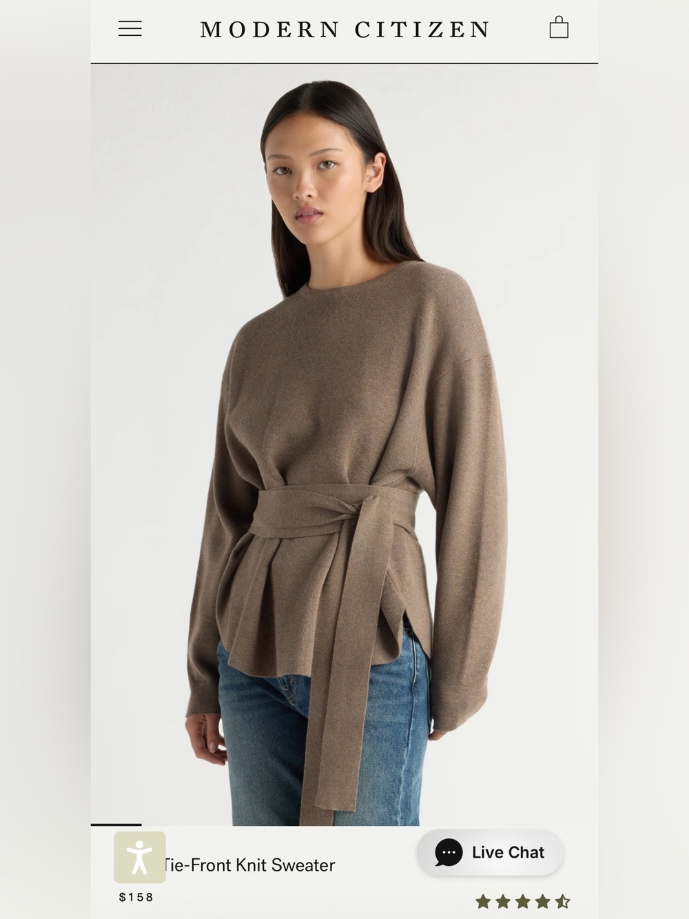 Modern Citizen Nara Tie-Front Knit Sweater. Small. New.